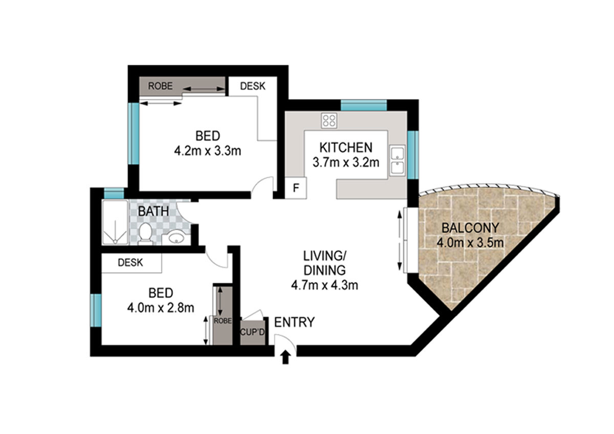 Student Accommodation 2-bedroom-1